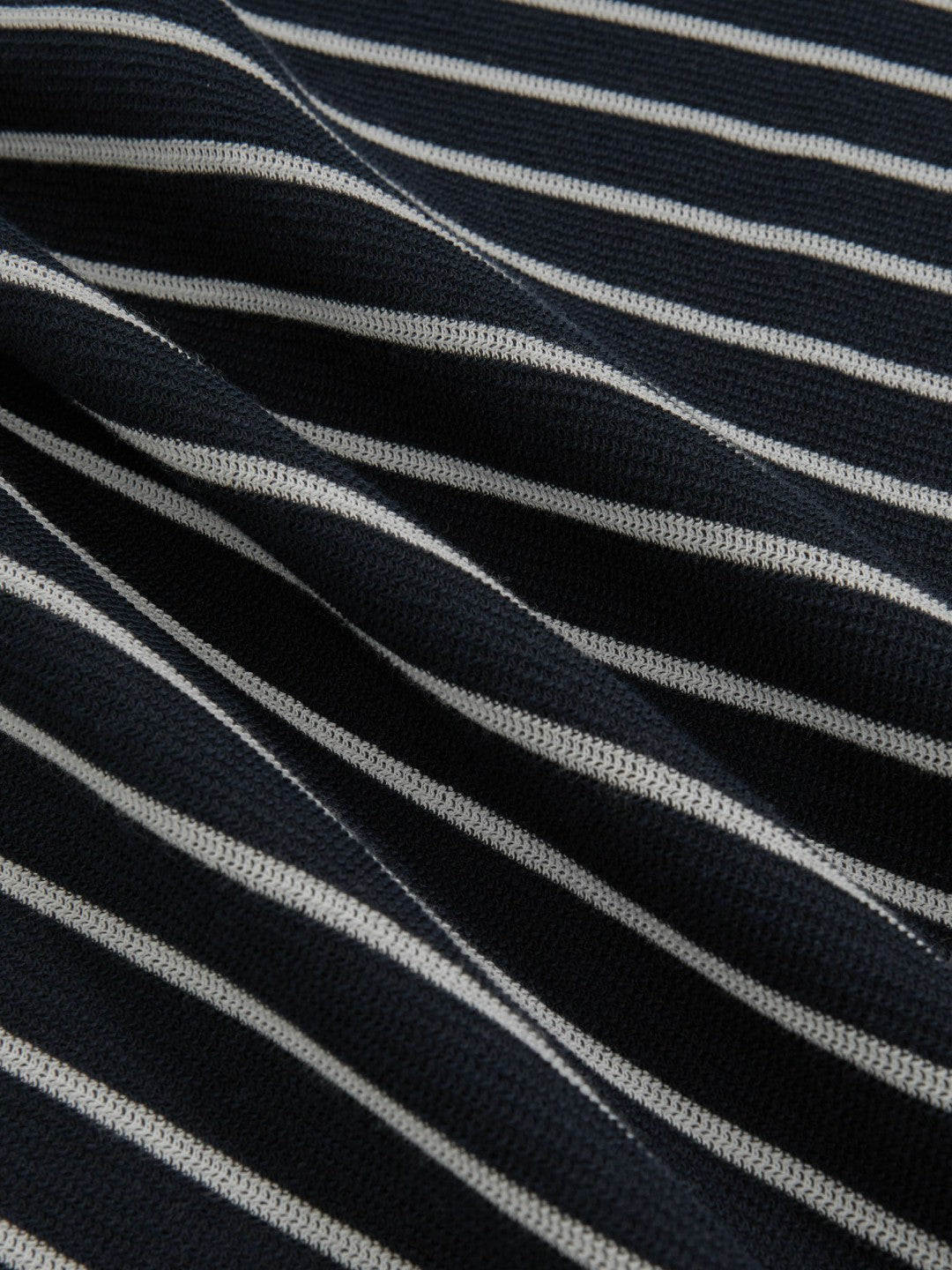 Cotton Textured Stripe T-Shirt White/Navy | Mens