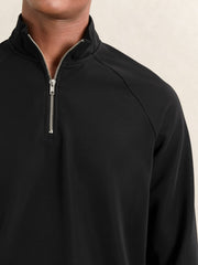 Half-Zip Funnel-Neck Sweatshirt Black | Mens