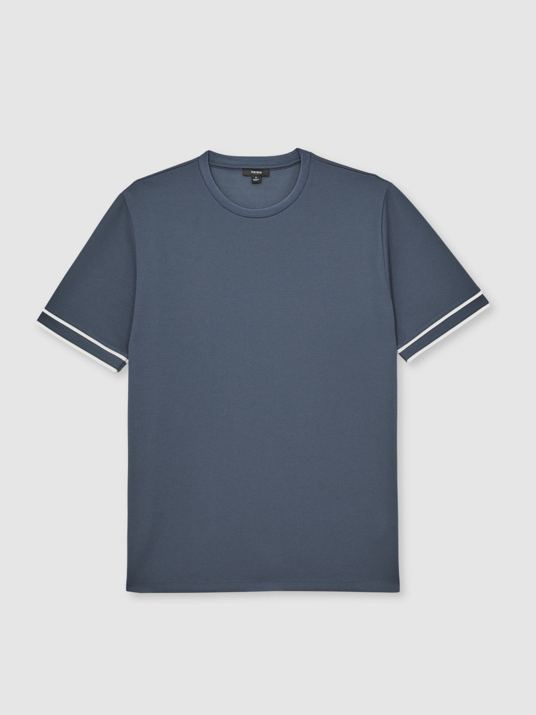 Textured Crew-Neck Tipped T-Shirt Airforce Blue | Mens
