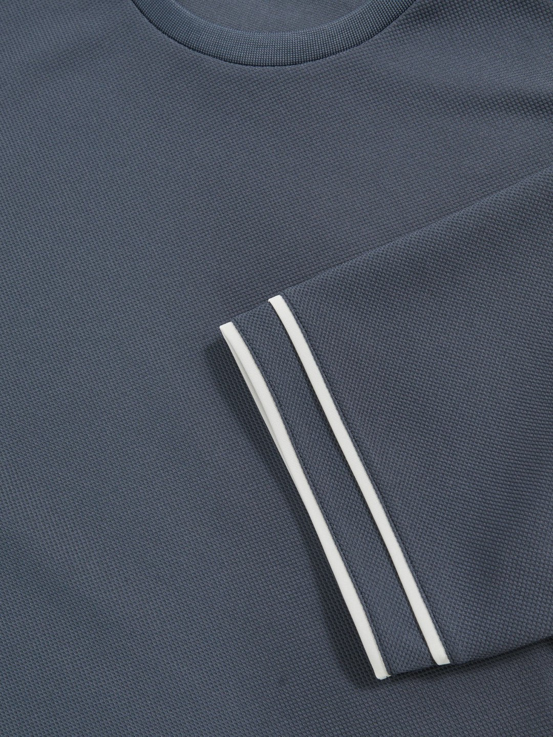 Textured Crew-Neck Tipped T-Shirt Airforce Blue | Mens