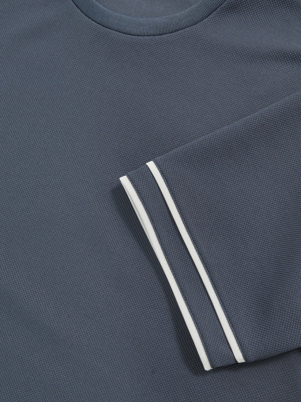 Textured Crew-Neck Tipped T-Shirt Airforce Blue | Mens