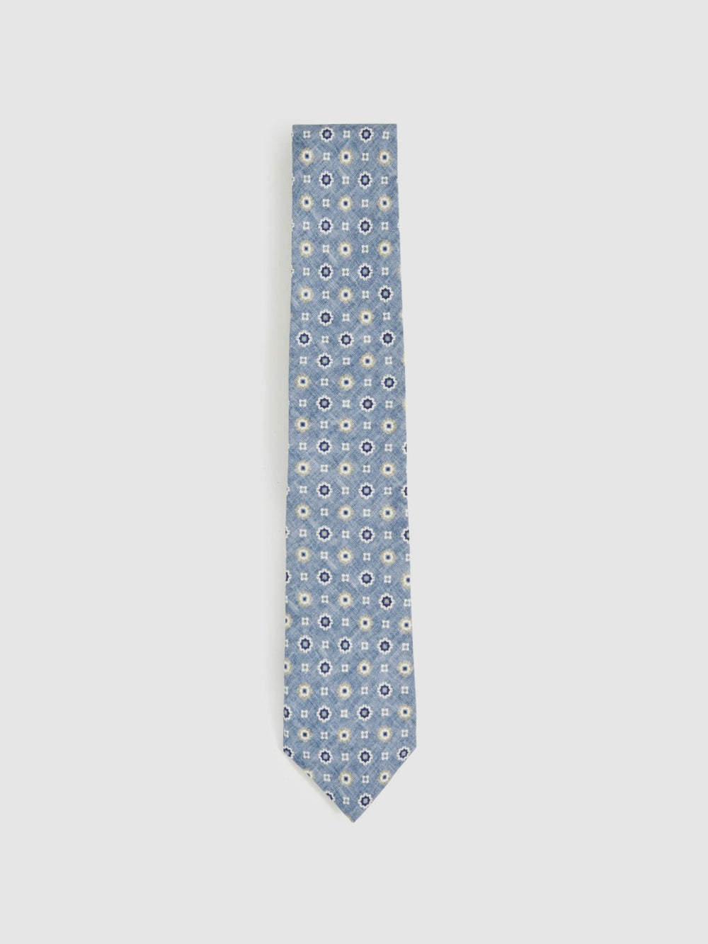 Silk Floral-Medallion Tie Soft Blue | Mens