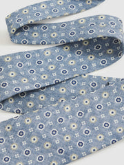 Silk Floral-Medallion Tie Soft Blue | Mens