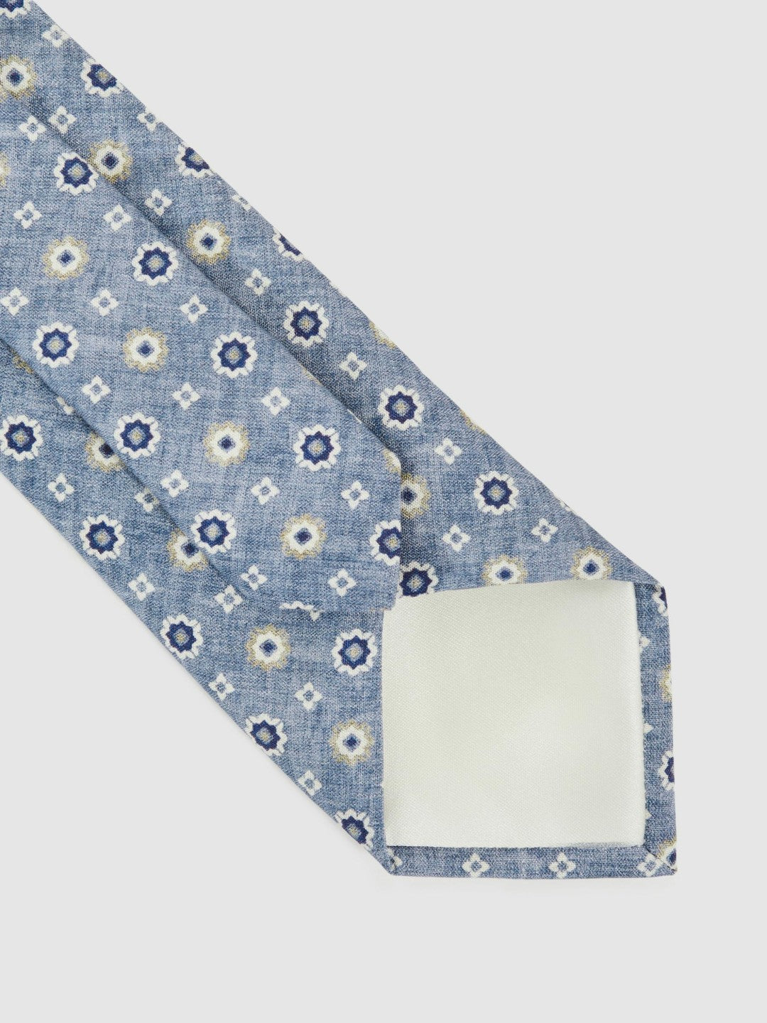 Silk Floral-Medallion Tie Soft Blue | Mens