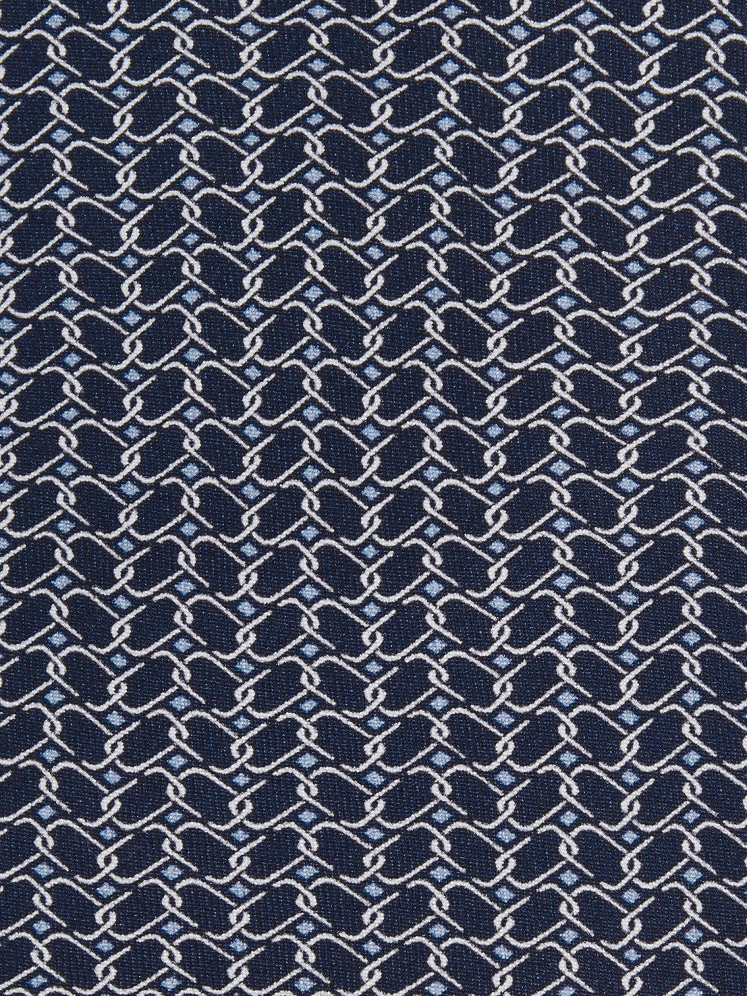 Silk Geometric-Chain Print Tie Navy | Mens