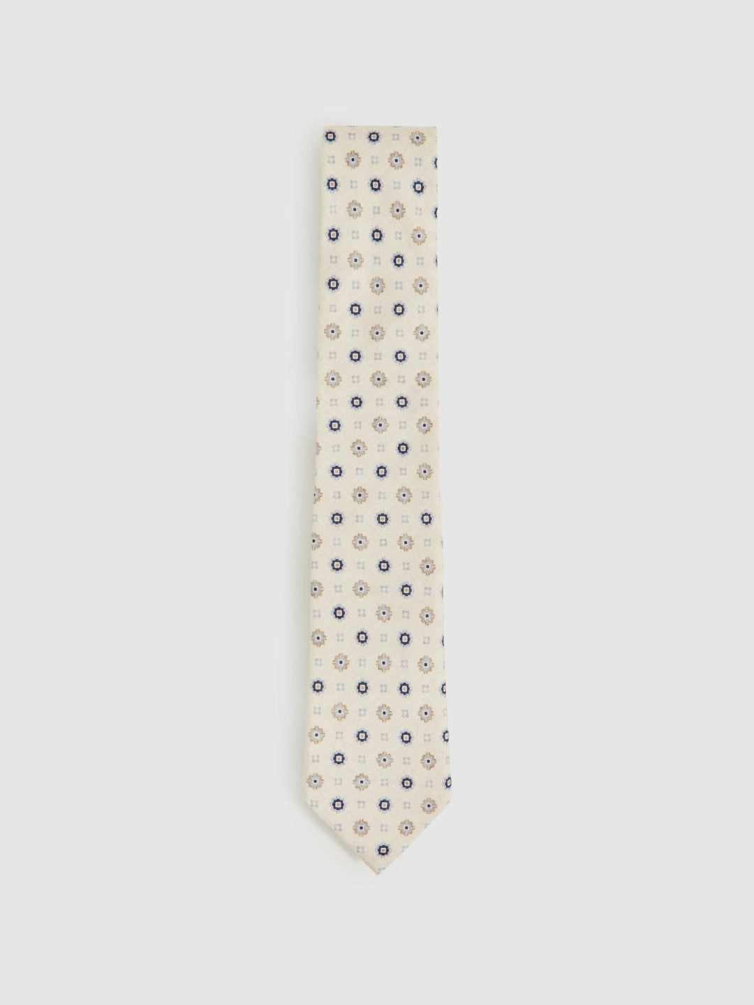 Silk Floral-Medallion Tie Ivory | Mens