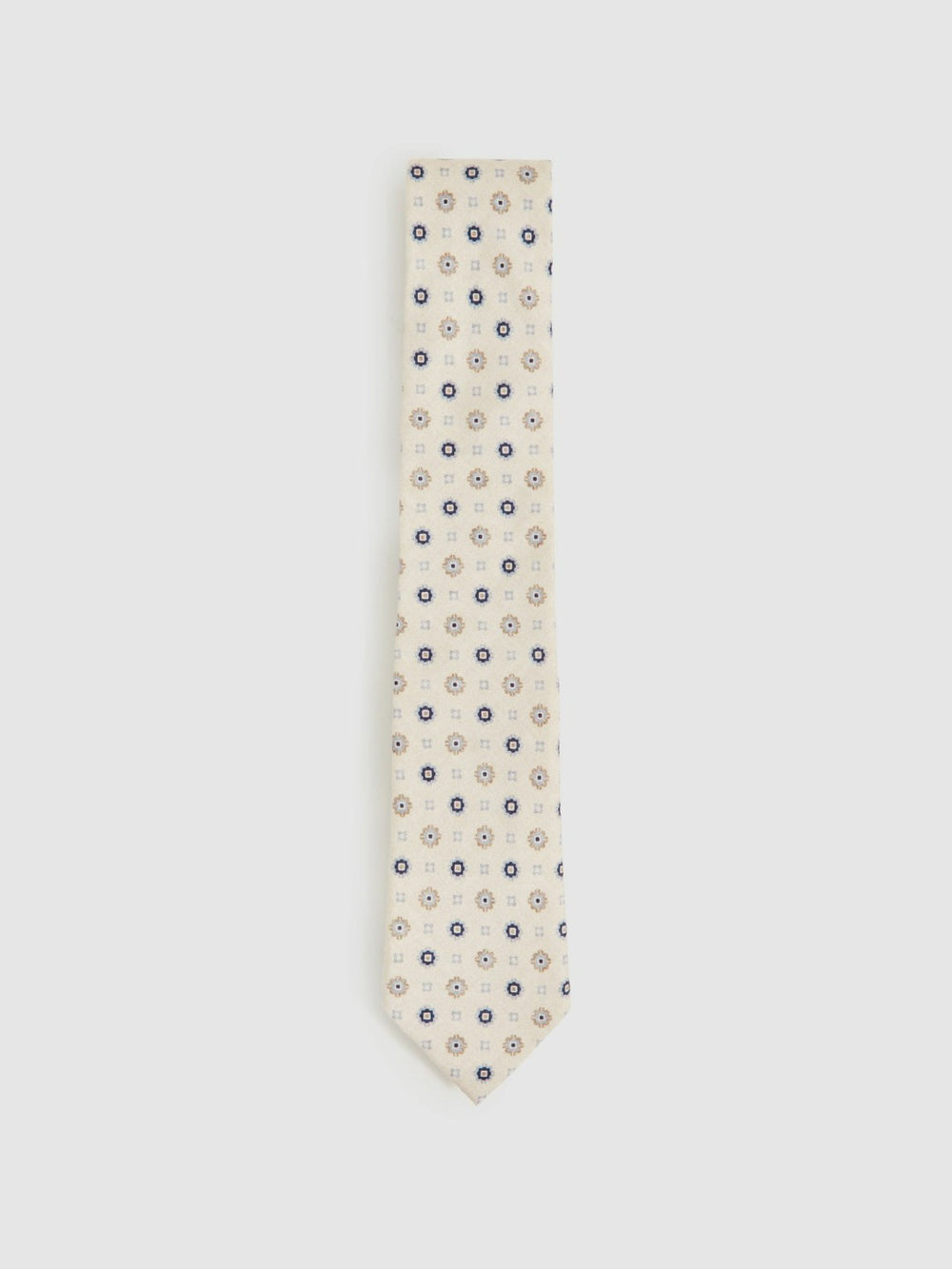 Silk Floral-Medallion Tie Ivory | Mens