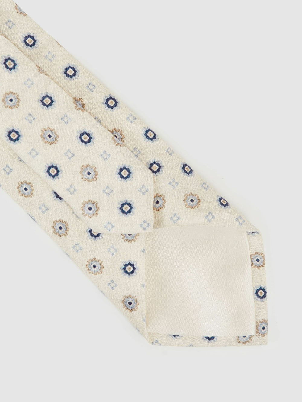 Silk Floral-Medallion Tie Ivory | Mens