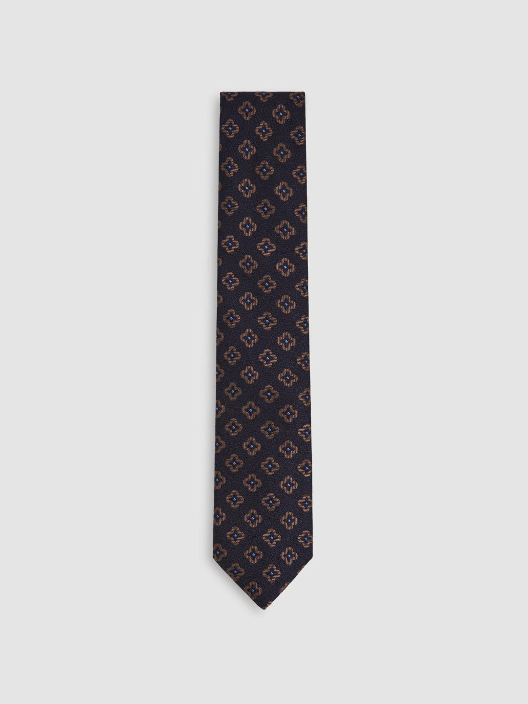 Silk-Wool Floral-Medallion Tie Navy | Mens