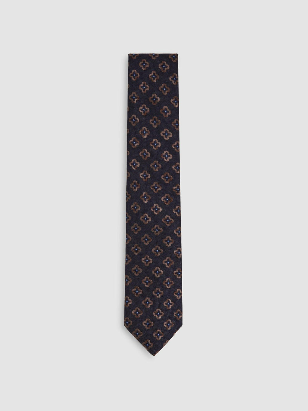 Silk-Wool Floral-Medallion Tie Navy | Mens