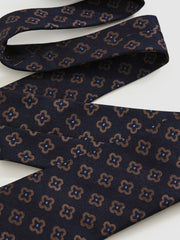 Silk-Wool Floral-Medallion Tie Navy | Mens