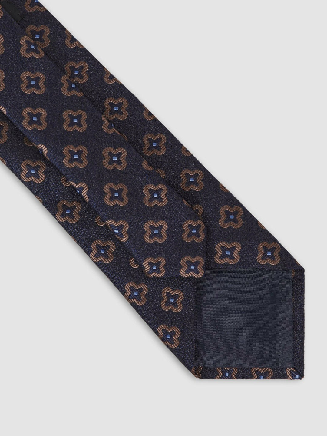 Silk-Wool Floral-Medallion Tie Navy | Mens