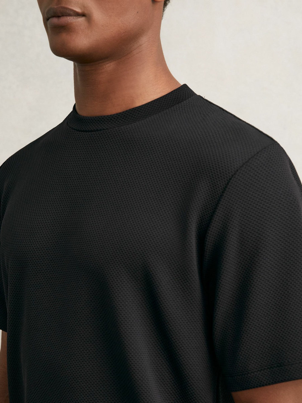 Textured Crew-Neck T-Shirt Black | Mens