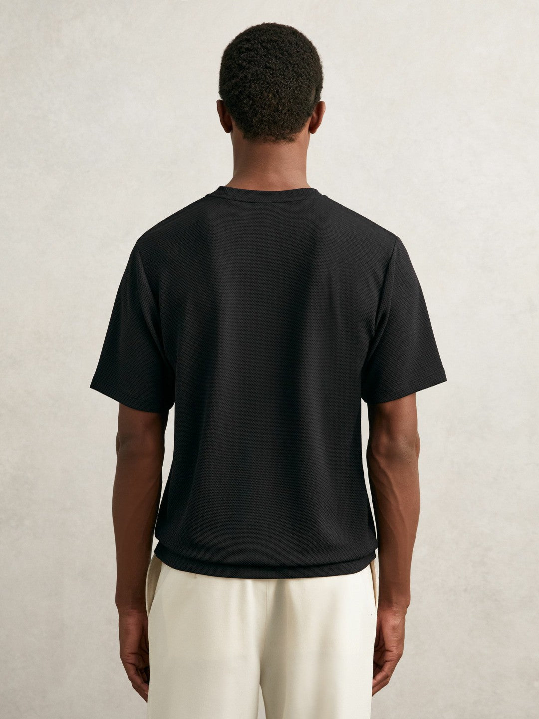 Textured Crew-Neck T-Shirt Black | Mens