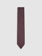 Silk Geometric-Chain Print Tie Bordeaux | Mens