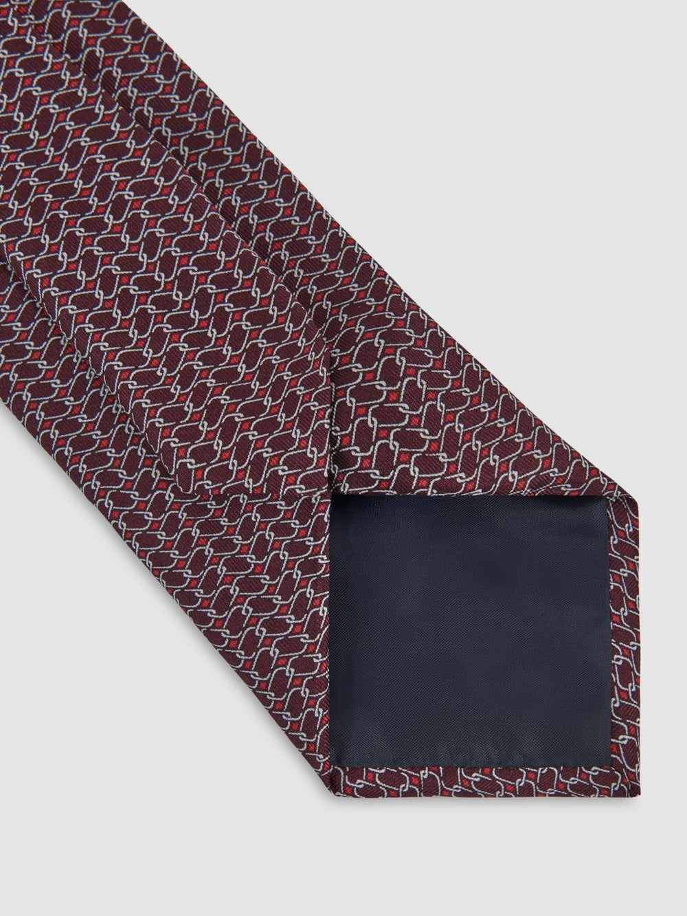 Silk Geometric-Chain Print Tie Bordeaux | Mens