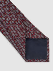 Silk Geometric-Chain Print Tie Bordeaux | Mens
