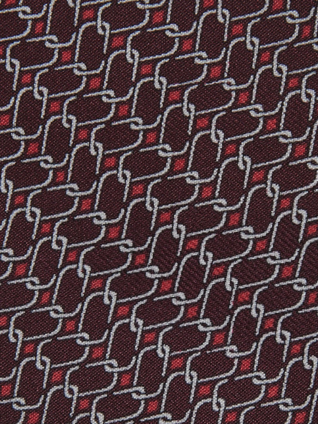 Silk Geometric-Chain Print Tie Bordeaux | Mens