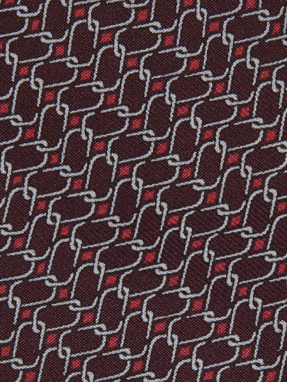 Silk Geometric-Chain Print Tie Bordeaux | Mens