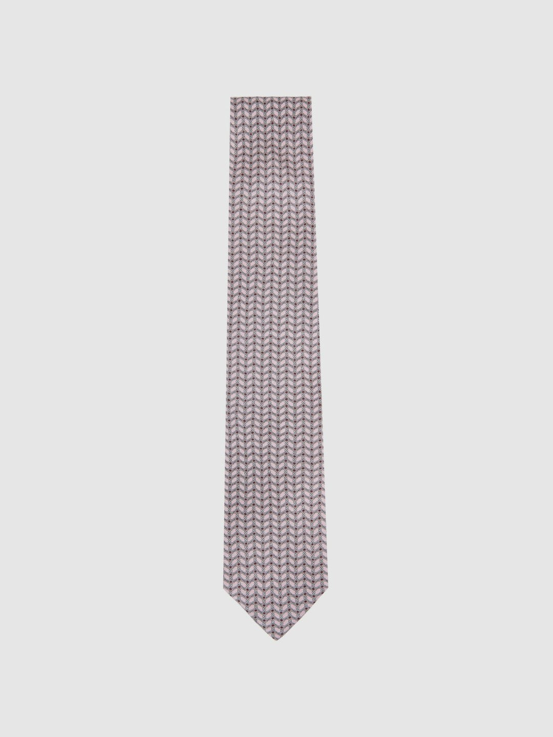 Silk Geometric-Chain Print Tie Soft Pink | Mens