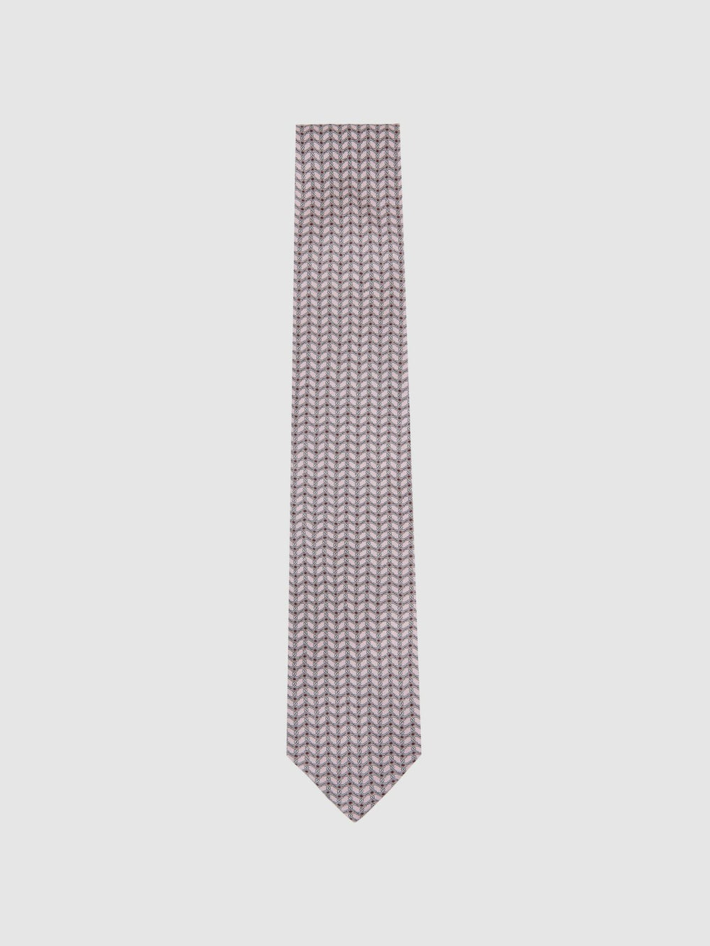 Silk Geometric-Chain Print Tie Soft Pink | Mens