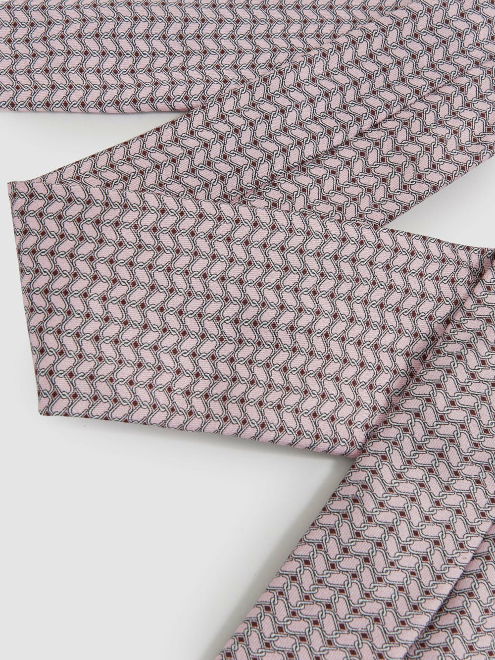 Silk Geometric-Chain Print Tie Soft Pink | Mens
