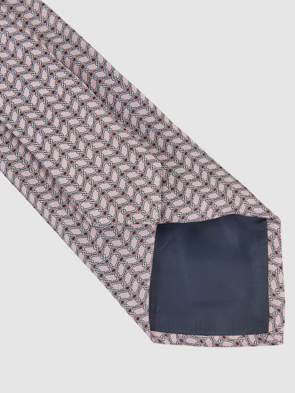 Silk Geometric-Chain Print Tie Soft Pink | Mens