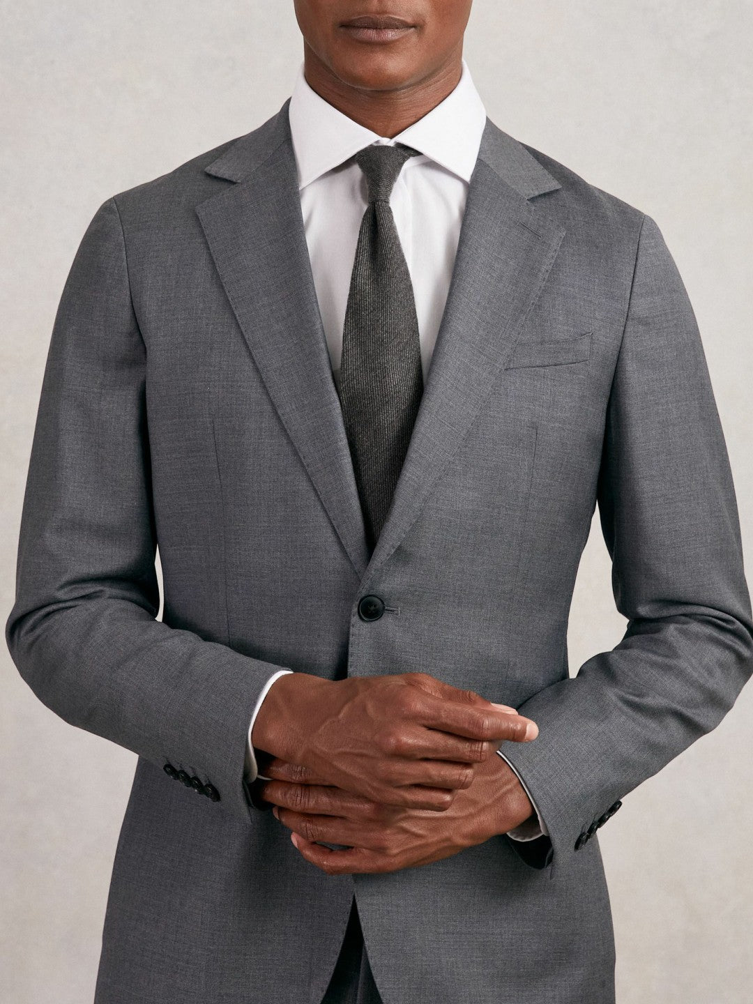 Wool-Silk Textured Tie Charcoal | Mens