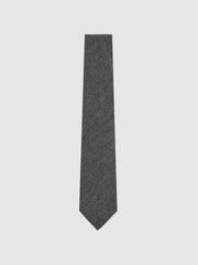 Wool-Silk Textured Tie Charcoal | Mens