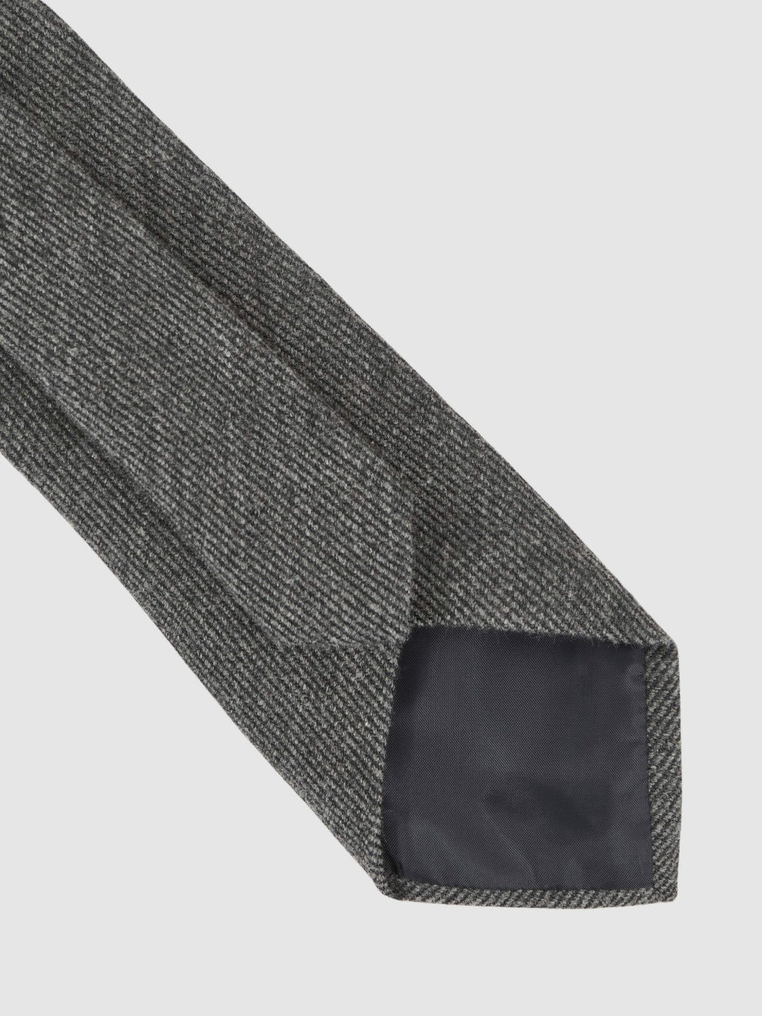 Wool-Silk Textured Tie Charcoal | Mens