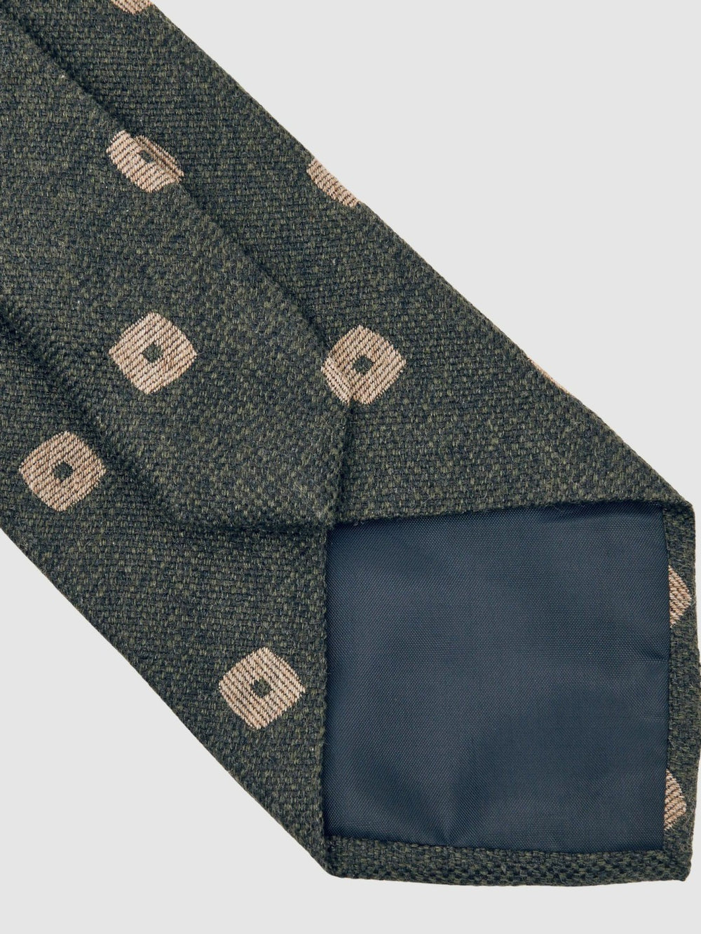 Silk-Wool Square-Medallion Tie Forest Green | Mens