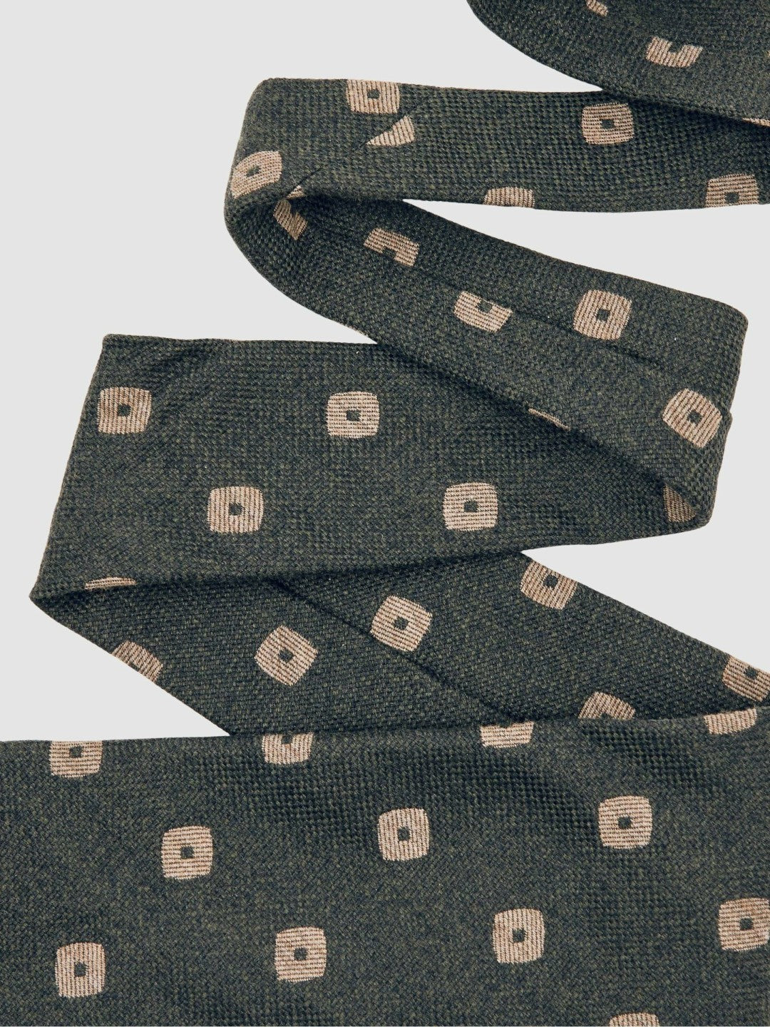 Silk-Wool Square-Medallion Tie Forest Green | Mens