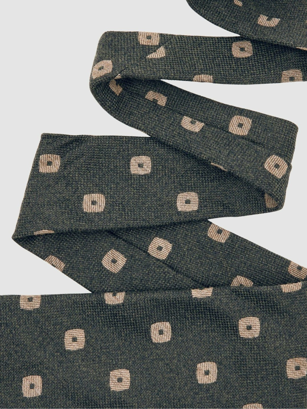 Silk-Wool Square-Medallion Tie Forest Green | Mens