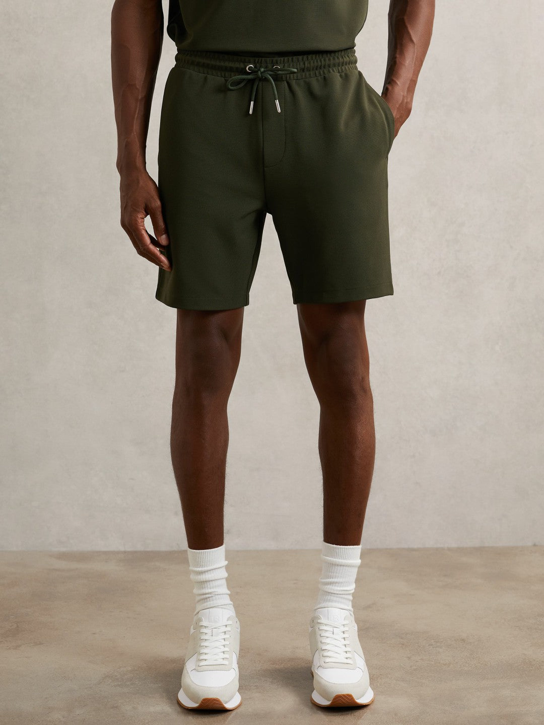Textured Drawstring Shorts Green | Mens