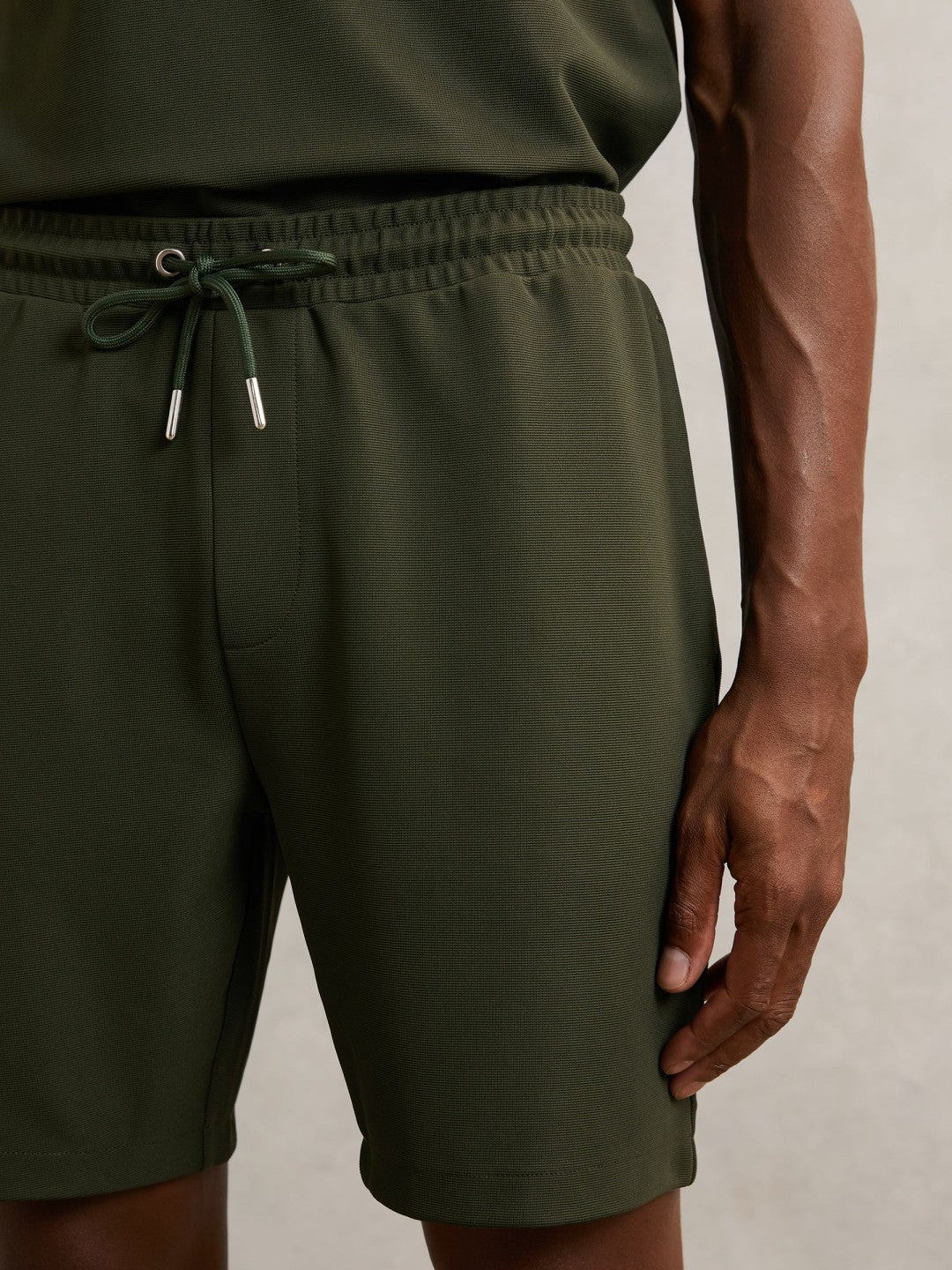 Textured Drawstring Shorts Green | Mens