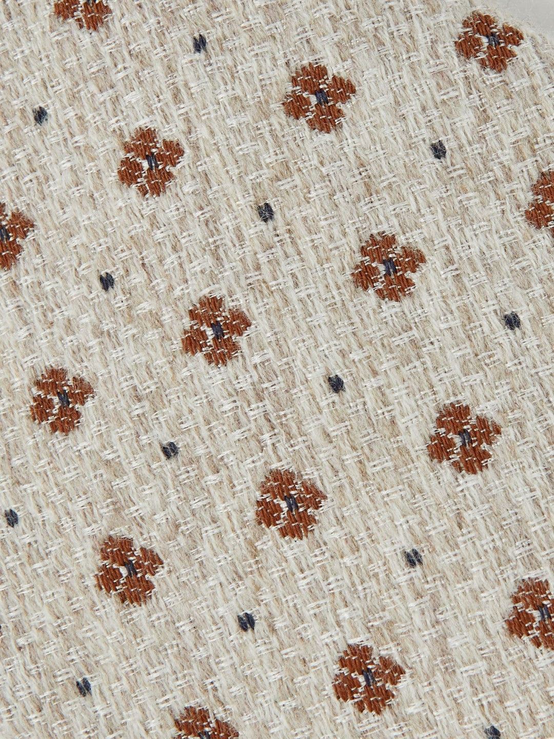 Wool-Silk Floral-Medallion Tie Oatmeal Melange | Mens
