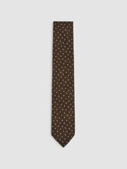 Wool-Cotton Polka-Dot Tie Chocolate Brown | Mens