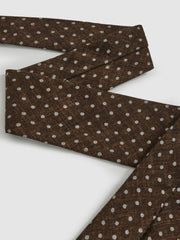 Wool-Cotton Polka-Dot Tie Chocolate Brown | Mens