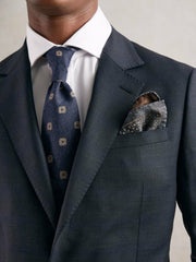Silk Floral-Medallion Pocket Square Denim Blue Melange | Mens