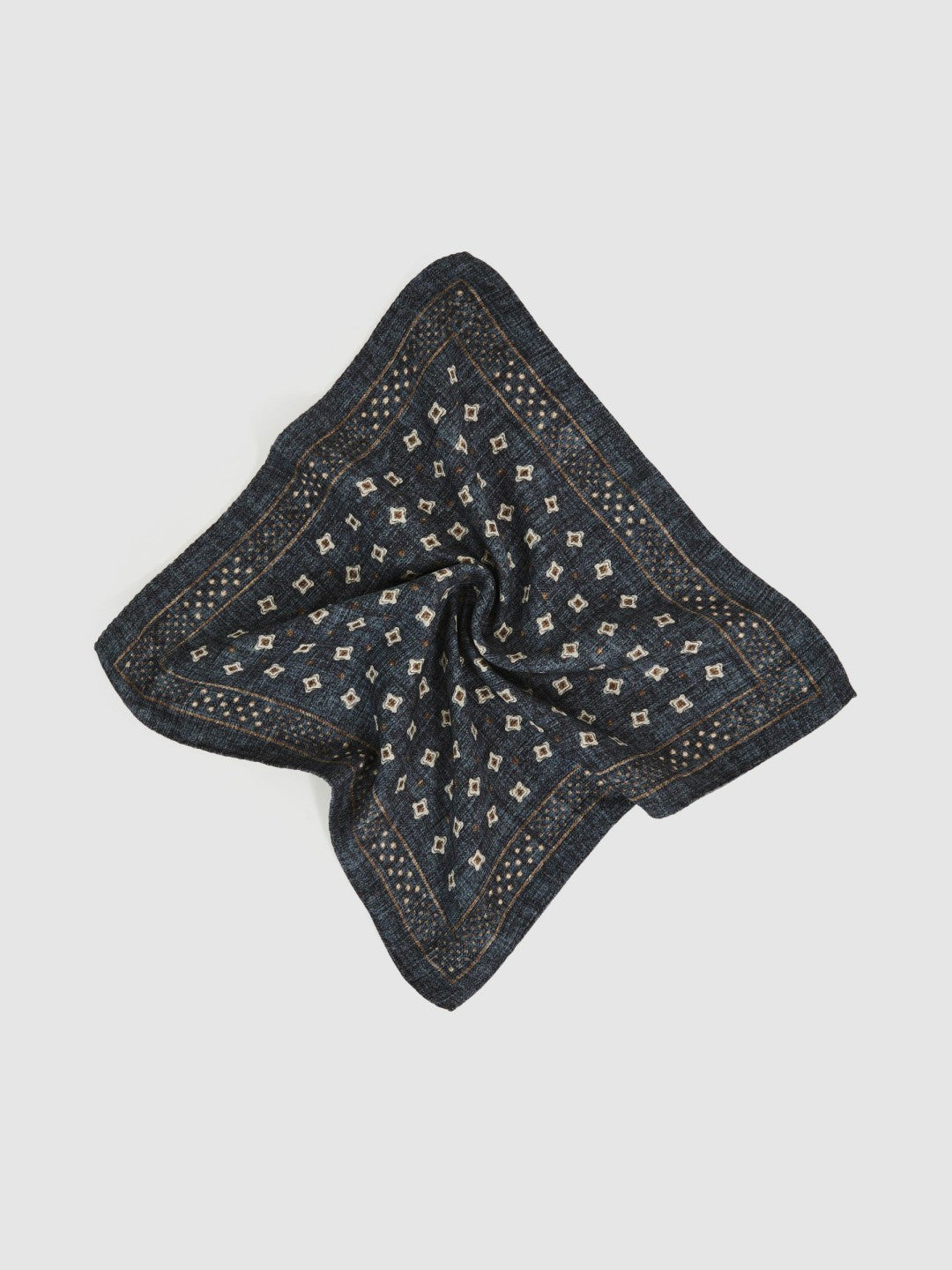 Silk Floral-Medallion Pocket Square Denim Blue Melange | Mens