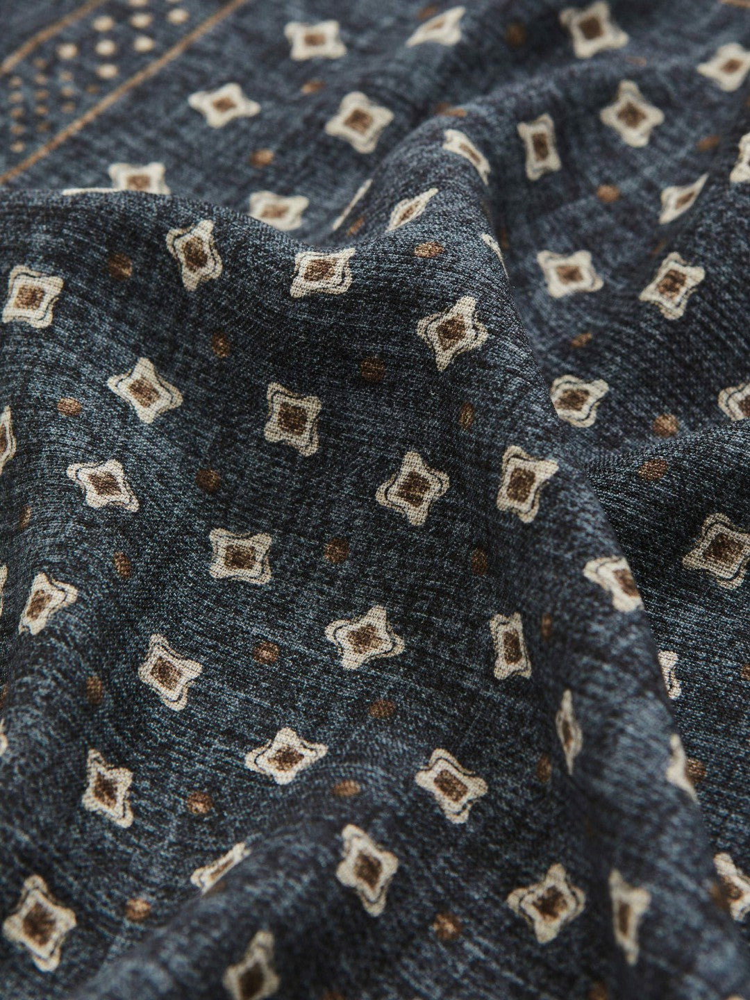 Silk Floral-Medallion Pocket Square Denim Blue Melange | Mens