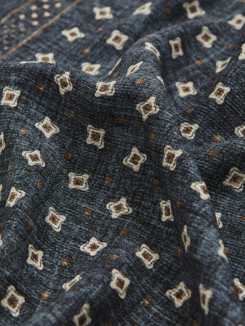 Silk Floral-Medallion Pocket Square Denim Blue Melange | Mens