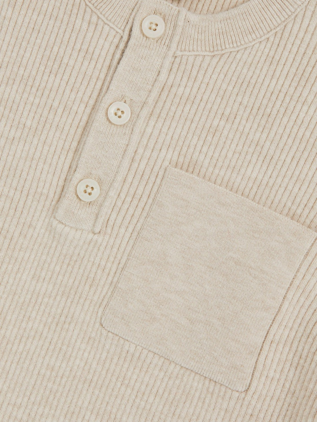3-9 yrs Cotton-Blend Rib-Knit Henley Top Oatmeal Melange | Children