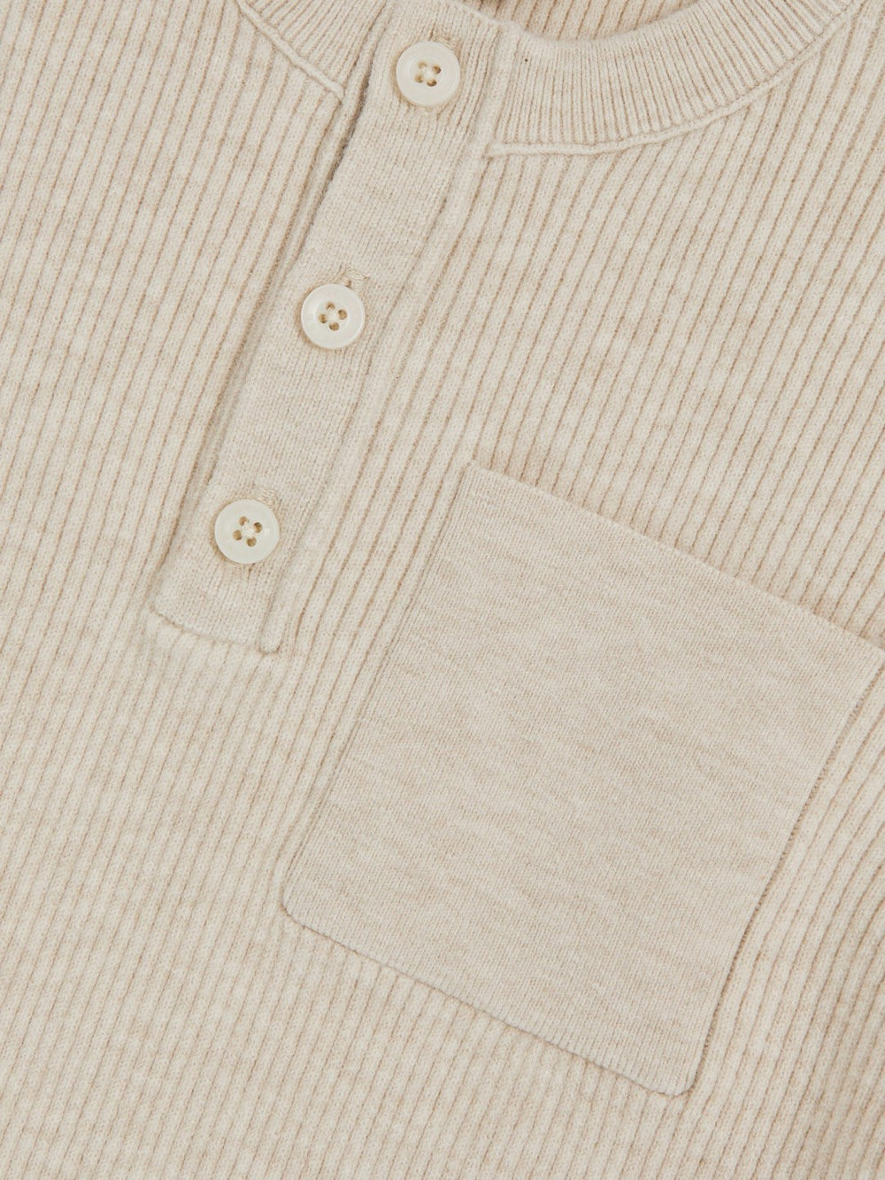 3-9 yrs Cotton-Blend Rib-Knit Henley Top Oatmeal Melange | Children