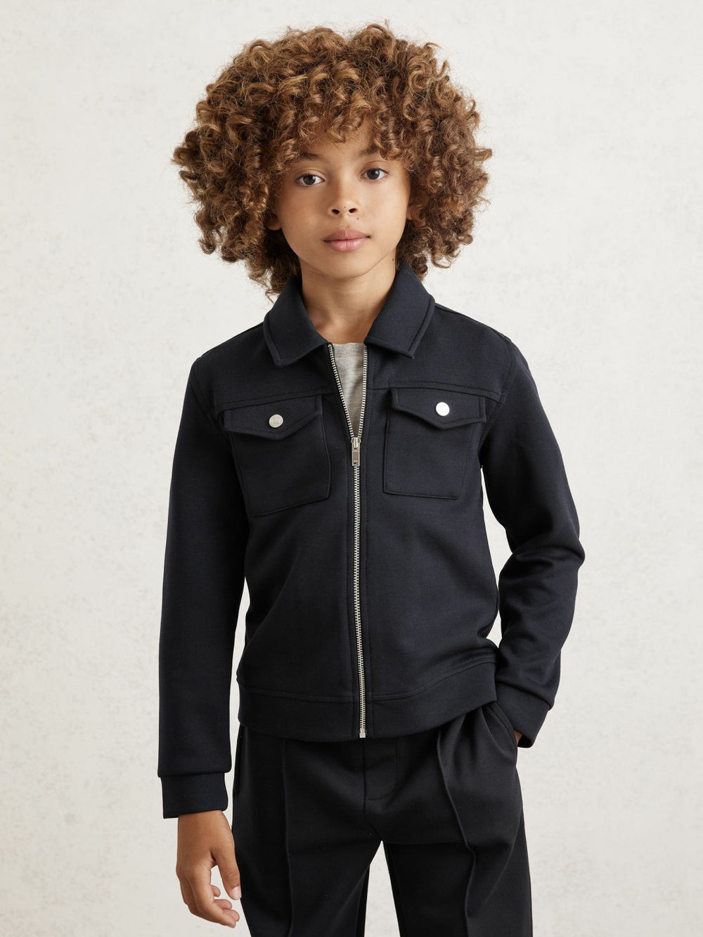 9-13 yrs Interlock Zip Through Overshirt Navy Blue | Children
