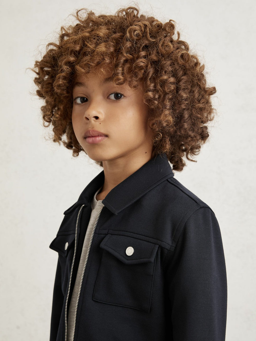 9-13 yrs Interlock Zip Through Overshirt Navy Blue | Children