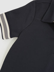 9-13 yrs Textured Half Zip Polo Shirt Navy Blue | Children