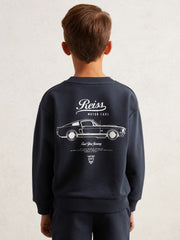13-14 yrs Cotton Blend Motor Cars Sweatshirt Washed Blue | Children