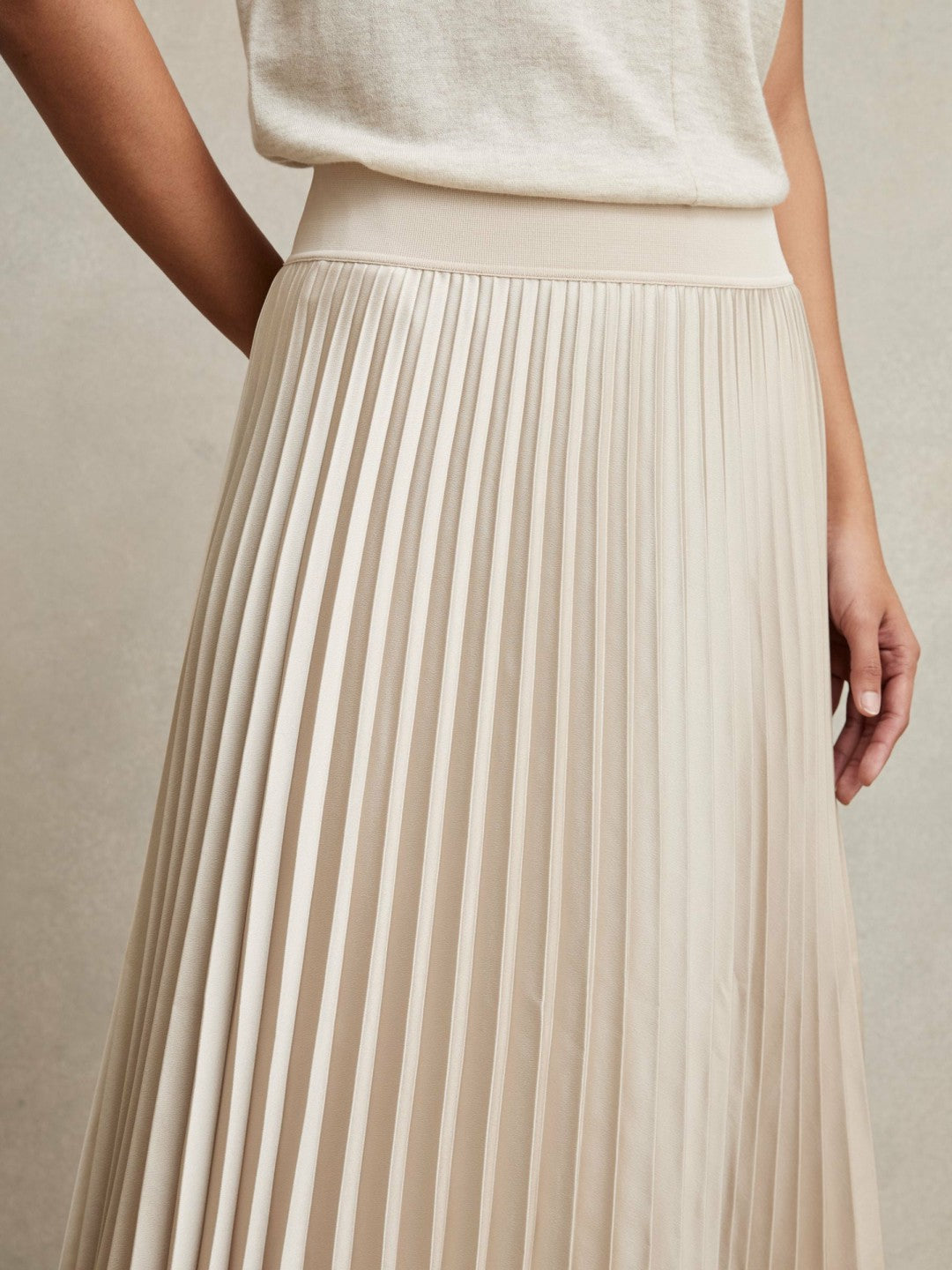 Pleated Midi Skirt Champagne Neutral | Womens