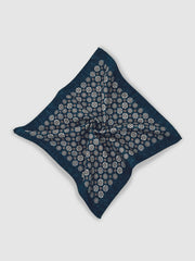Silk Medallion Print Pocket Square Indigo Melange | Mens